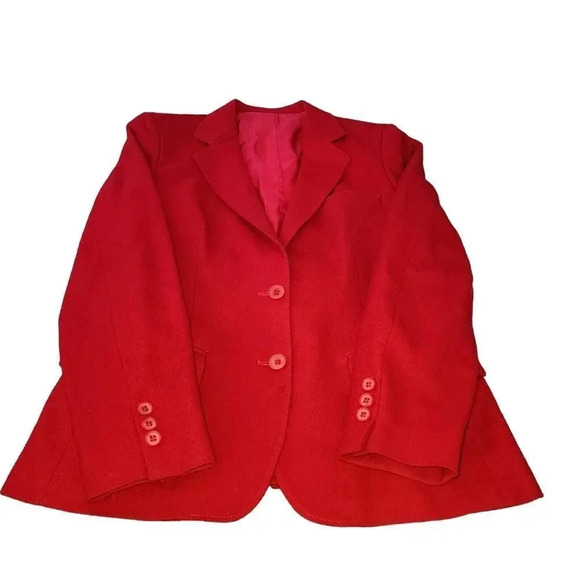 Worthington Blazer Jacket Womens Red Long Sleeve Two Button Single Breasted - Picture 5 of 9